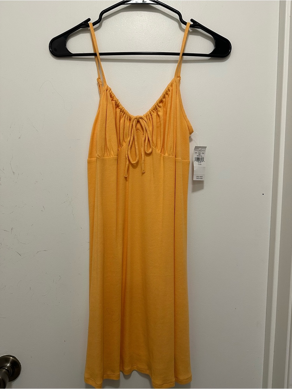American Eagle Yellow Spaghetti Strap Drawstring Sundress
